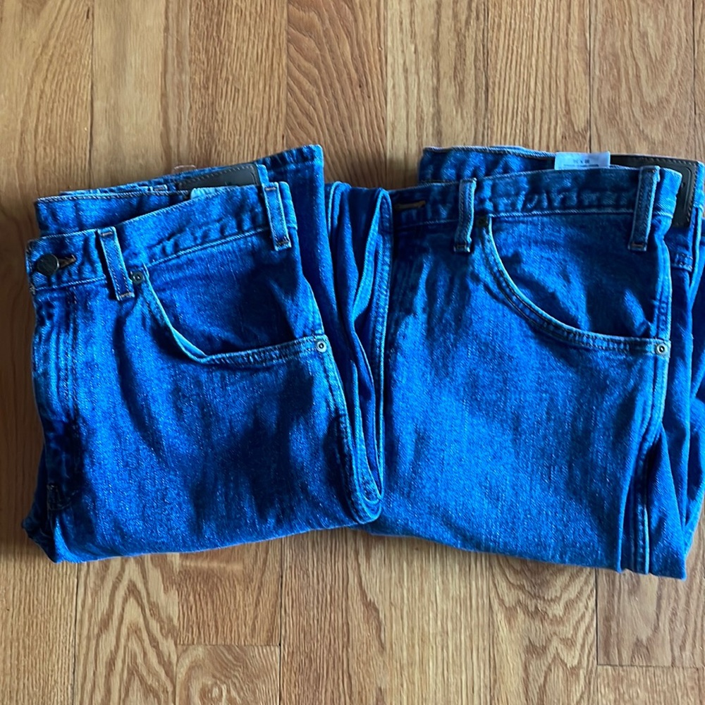 2 TWO PAIR Work n' Sport Straight Leg Jeans Men's 32 x 24 Blue Denim EUC.